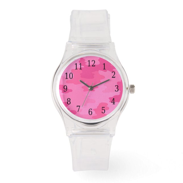 Relógio de Camuflagem Rosa Quente (Frente)