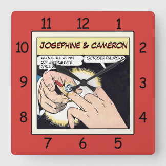 Relógio de Casamento Comic Style Bling Ring Vermel