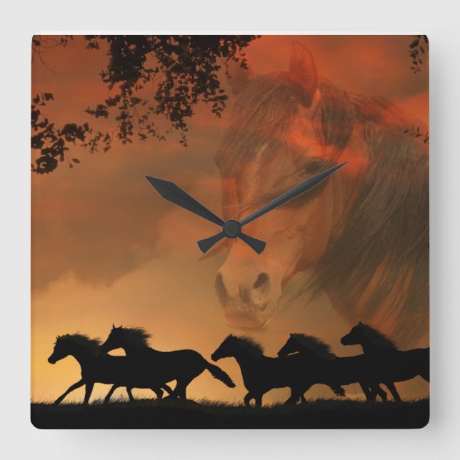 Relógio de Cavalos Livre para Sempre (Frente)