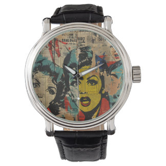 Relógio de Colagem de Arte Pop Retro