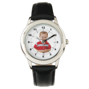 Relógio de couro infantil - Personalizado - Preto