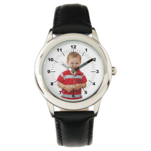 Relógio de couro infantil - Personalizado - Preto