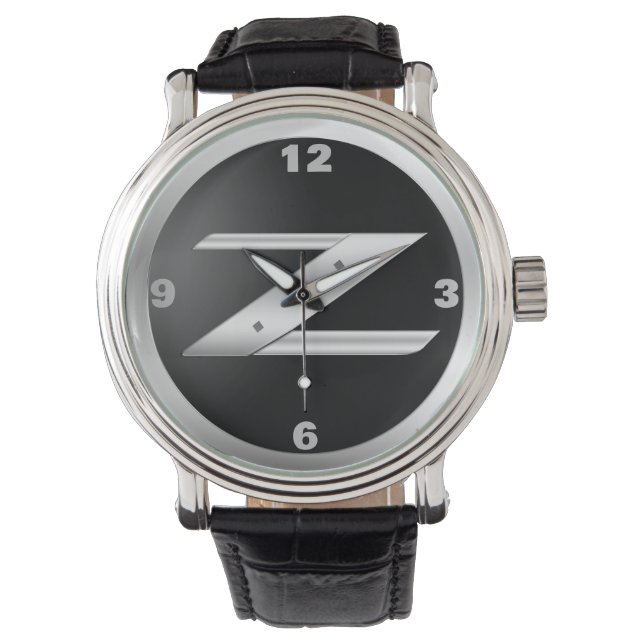 Relógio de couro preto 350Z masculino (Frente)