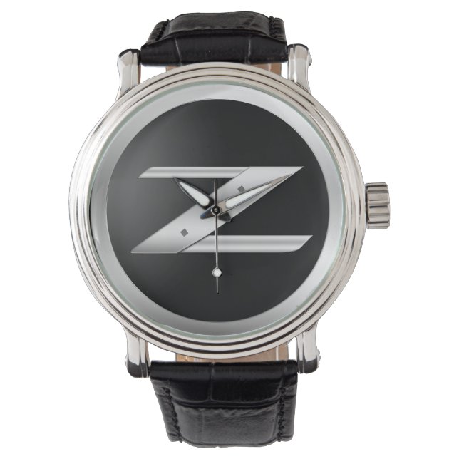 Relógio de couro preto 350Z masculino (Frente)