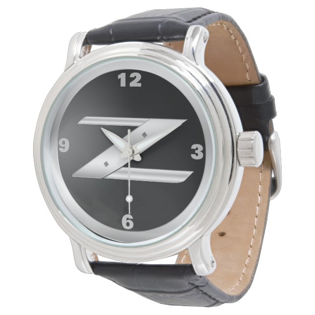 Relógio de couro preto 350Z masculino (Angular)
