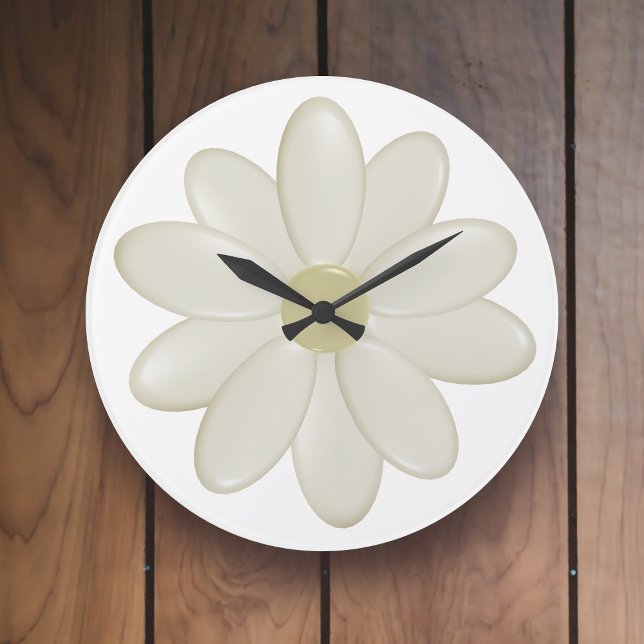 Relógio de cozinha da margarida moderna (A pretty white and cream daisy flower wall clock just for you)