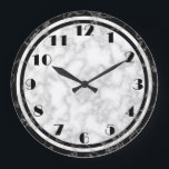 Relógio de Decodificação de Arte Negra e Branca<br><div class="desc">relógio do estilo Art Deco com padrão de mármore preto e branco</div>