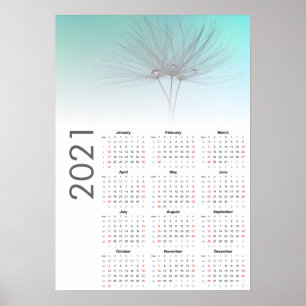 Relógio de dente-de-leão Calendário 2021 Poster