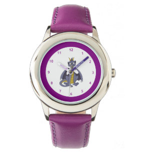Relógio de desenho animado de dragão roxo