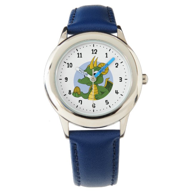 Relógio de desenho do dragão verde (Frente)