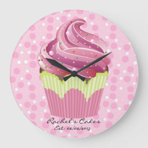 Relógio de doçura saboroso de Cupcakes cor-de-rosa