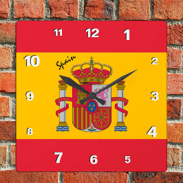 Relógio de espanha, casa patriótica, bandeira espa