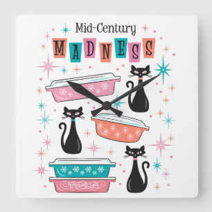 Relógio De Foco Do Século De médio Retro Pyrex Bla