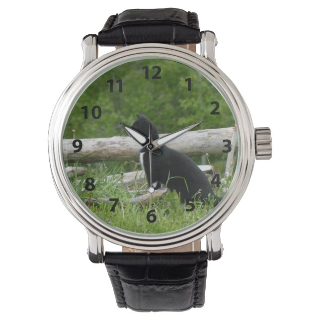 Relógio de Gatos Pretos e Brancos (Frente)