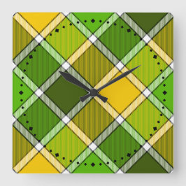 Relógio de impressão de Argyle Amarelo Verde