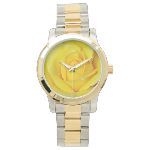 Relógio de impressão de rosa amarelo