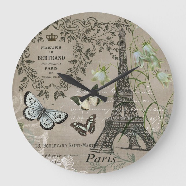 relógio de jardim da Torre Eiffel, francês, de vin (Frente)