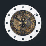 Relógio de Lua Celestial Sun<br><div class="desc">A Lua Sol Celestial encara o relógio. Negrito e etéreo.</div>