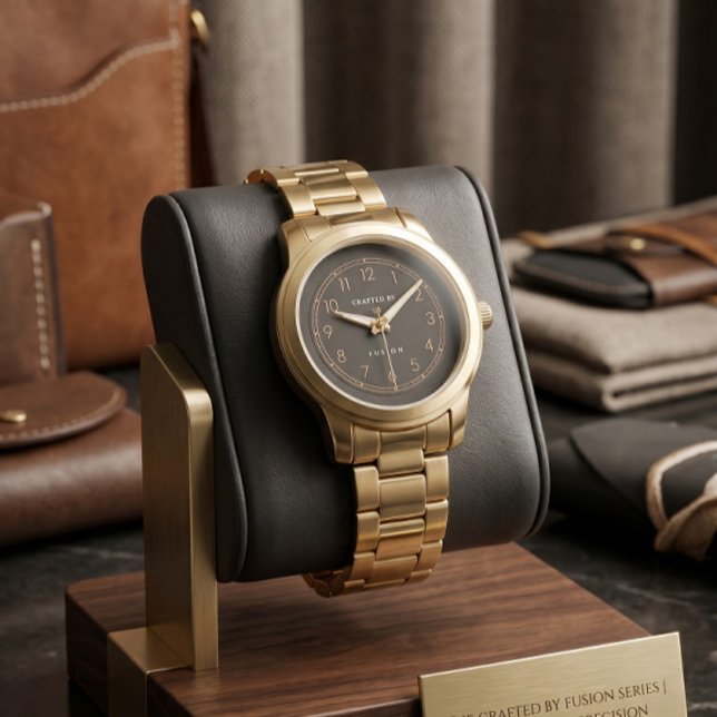 Relógio de Luxo Dourado e Preto Fosco (Criador carregado)