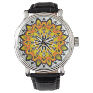 Relógio de Mandala Amarelo