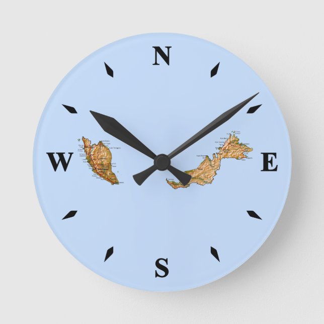 Relógio de Mapa da Malásia (Frente)