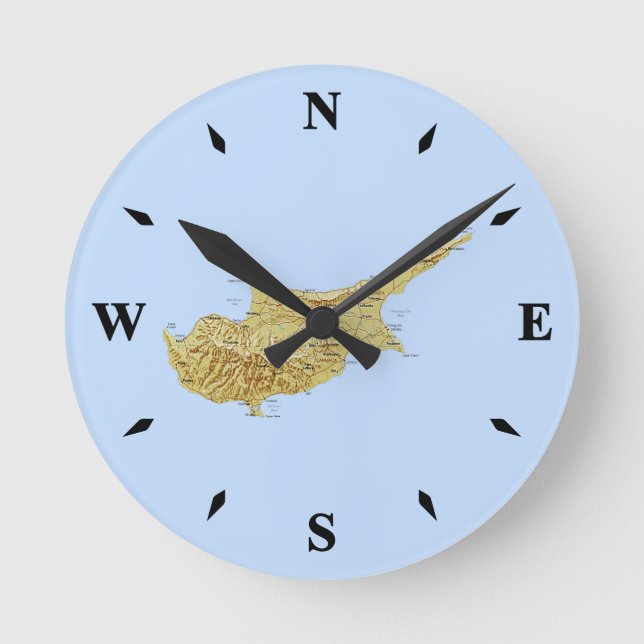 Relógio de Mapa de Chipre (Frente)