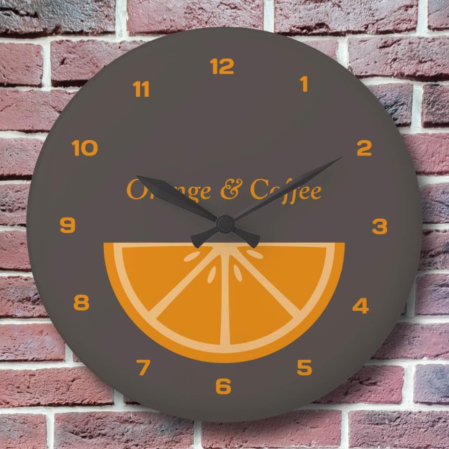 Relógio de meia fatia laranja com números (Orange Half-Slice Clock with Numbers)
