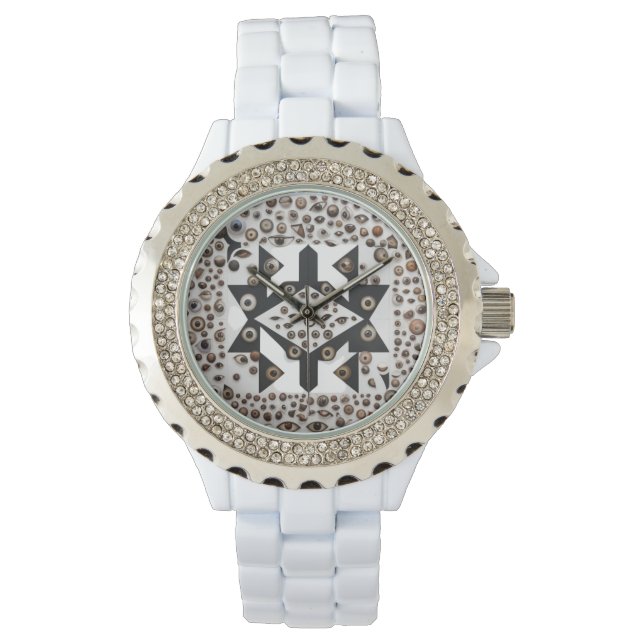 Relógio de Mulheres do Elegante Rhinestone White E (Frente)