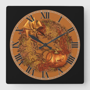 Relógio de Muro da Pumpkin Wreath de outono decora