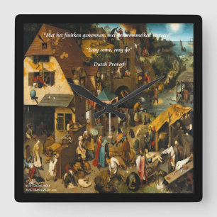 Relógio de Muro de Arte e Proverb Holandesas do sé