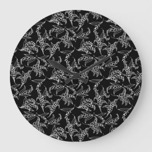 Relógio de Muro Redondo Chic: Lilias do Vale, Pret