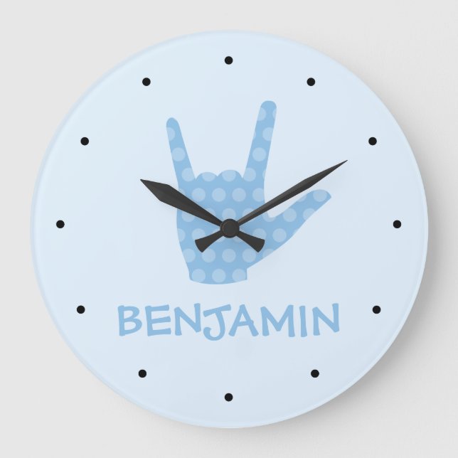 Relógio de Nome de Menino Eu Amo Você em Língua de (Frente)