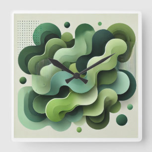 Relógio de Parede abstrato de arte moderna verde