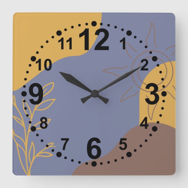 Relógio de parede Abstrato moderno com a natureza (Frente)