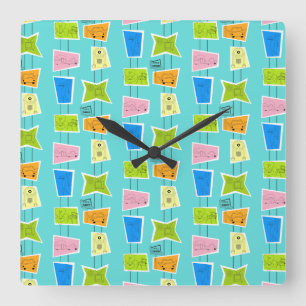 Relógio de Parede Acrílica Atômica Kitsch Quadrado