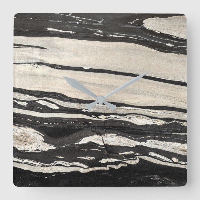 Relógio de Parede Acrílica com Padrão de Pedra Gra (Frente)