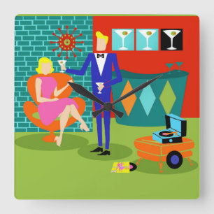 Relógio de Parede Acrílica do Casal Martini Retr