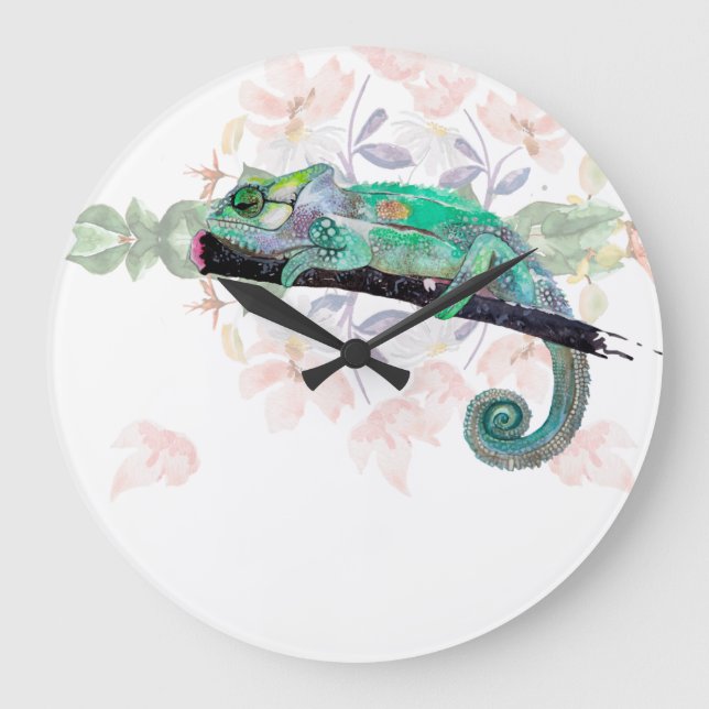 Relógio de Parede Acrílica Pintado com Chameleon E (Frente)