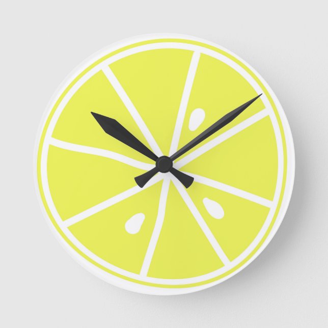Relógio de Parede Acrílico Fatia de limão amarelo (Frente)