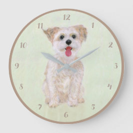 Relógio de Parede Acrílico Redondo Morkie Dog Com