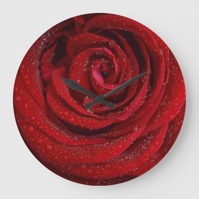 Relógio de Parede Acrílico Rosa Vermelha (Frente)