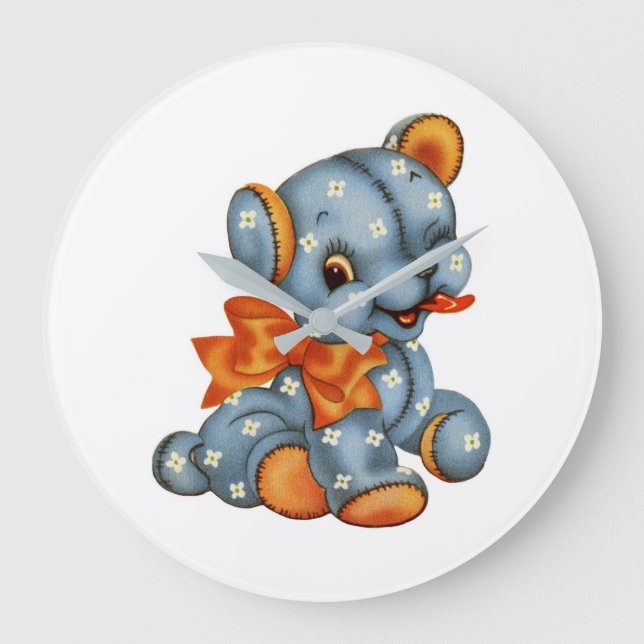 Relógio de Parede Acrílico Urso Stitch Azul (Frente)