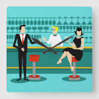 Relógio de Parede Acrírica do Cocktail Retro