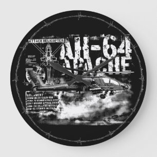Relógio de Parede AH-64 Apache Round (Grande)