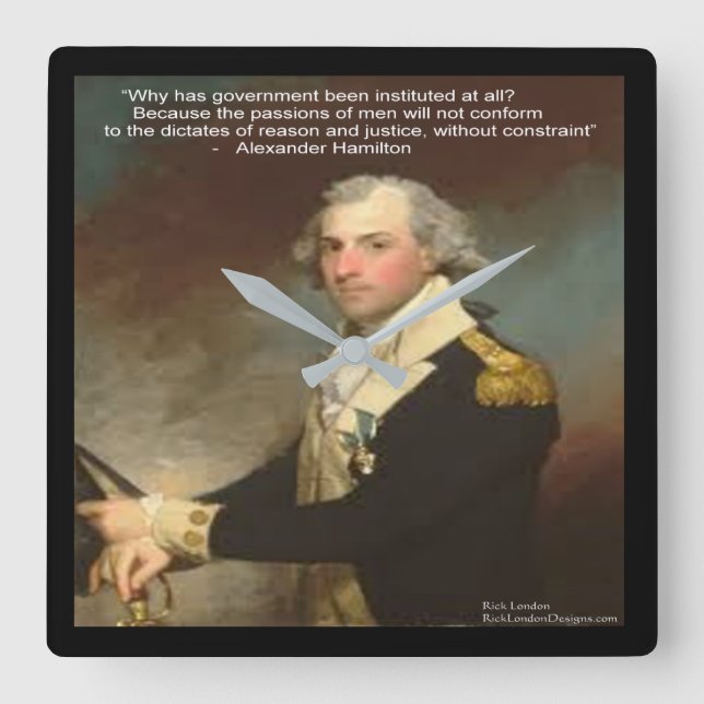 Relógio de Parede Alexander Hamilton & "Por que Go (Frente)