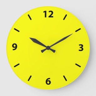 Relógio de Parede Amarelo com Números Pretos