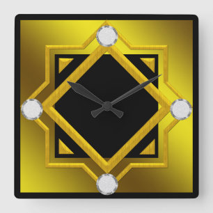 Relógio de Parede Amarelo Preto