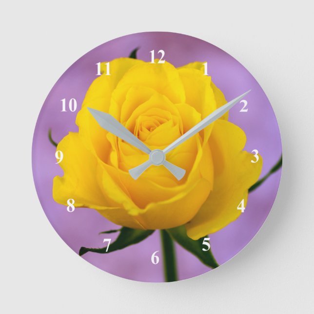 Relógio de parede amarelo rosa acrílico (Frente)