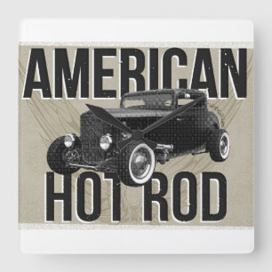 Relógio de parede American Hot Rod. Versão marrom