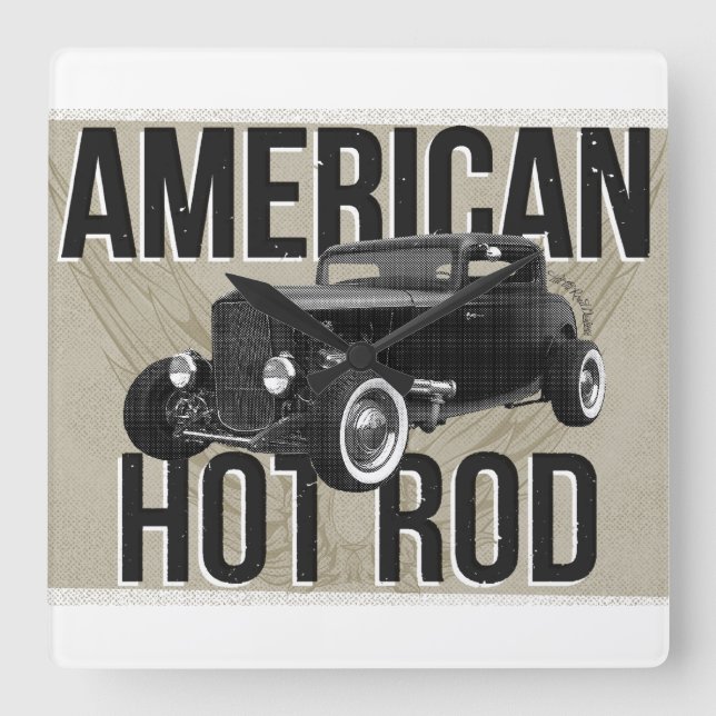 Relógio de parede American Hot Rod. Versão marrom (Frente)